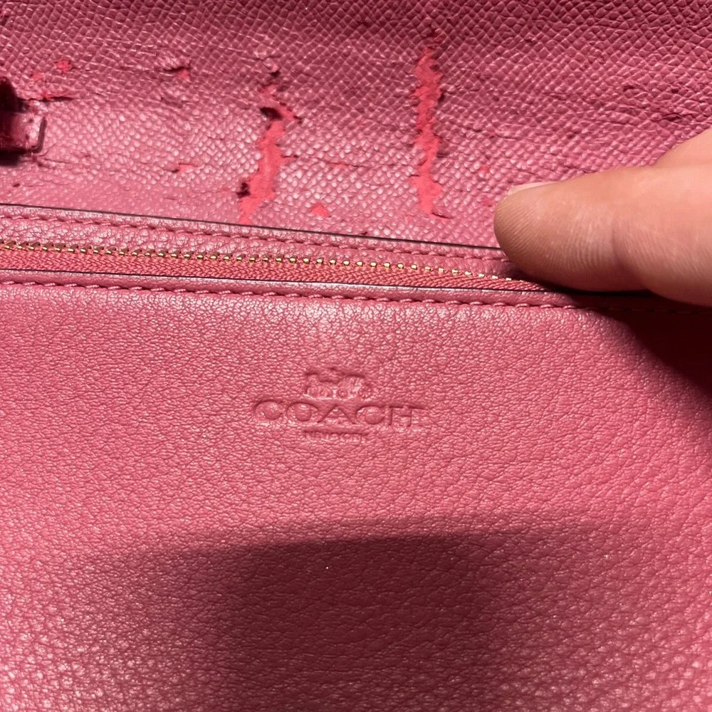 READ Coach Hayden Foldover Crossbody Clutch Pink Pebbled Leather Gold Bag